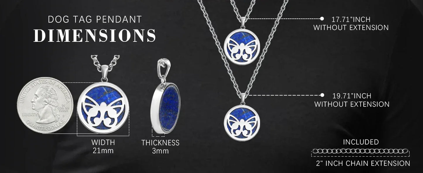 Collier Papillon TG - Pendentif Lapis Lazuli - Acier Inoxydable 45cm - Artisanal Premium - AgorAstrA
