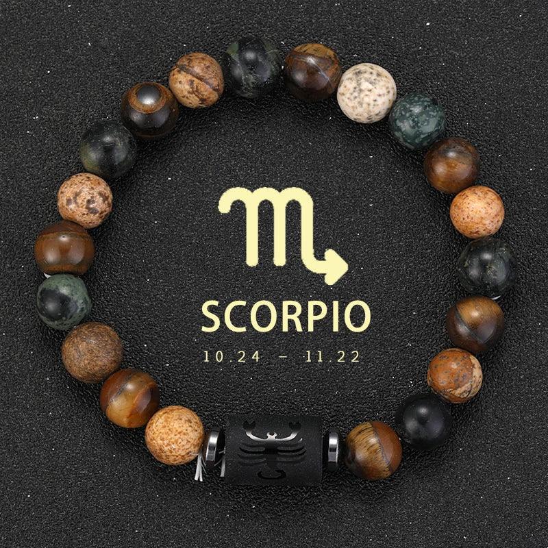 Bracelet Zodiaque Pierre Naturelle - 12 Signes Astrologiques Unisexe - AgorAstrA