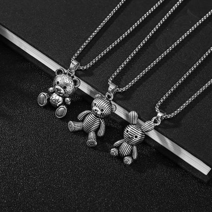 Collier Little Bear en titane 201, pendentif lapin hip-hop, accessoire minimaliste et polyvalent pour homme, chaîne longue de 70 cm (27,56 pouces). - AgorAstrA