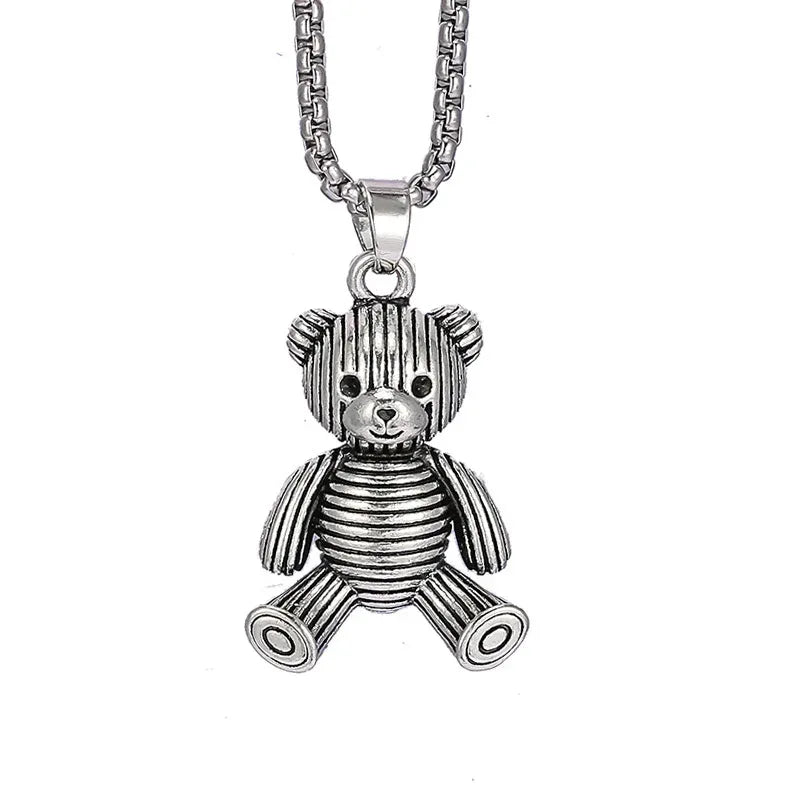 Collier Little Bear en titane 201, pendentif lapin hip-hop, accessoire minimaliste et polyvalent pour homme, chaîne longue de 70 cm (27,56 pouces). - AgorAstrA
