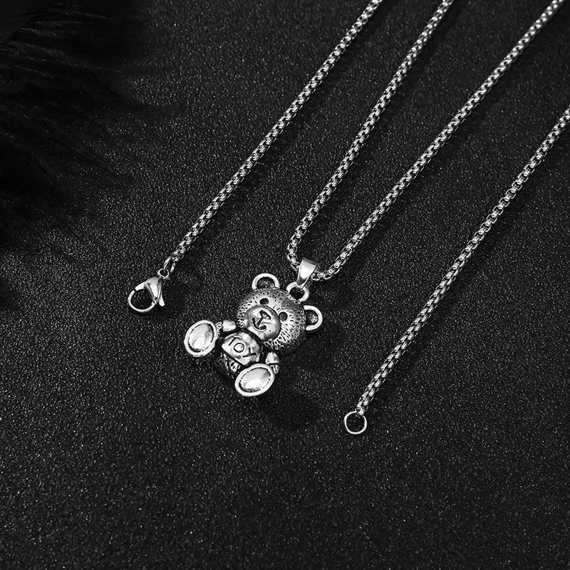 Collier Little Bear en titane 201, pendentif lapin hip-hop, accessoire minimaliste et polyvalent pour homme, chaîne longue de 70 cm (27,56 pouces). - AgorAstrA