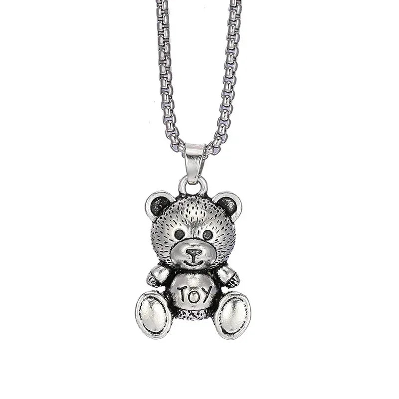 Collier Little Bear en titane 201, pendentif lapin hip-hop, accessoire minimaliste et polyvalent pour homme, chaîne longue de 70 cm (27,56 pouces). - AgorAstrA