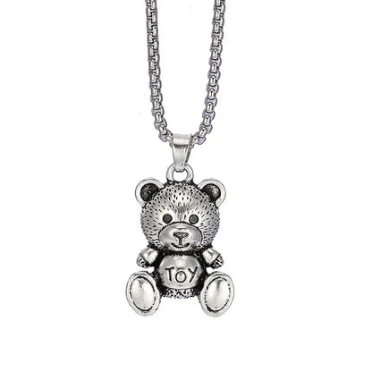 Collier Little Bear en titane 201, pendentif lapin hip-hop, accessoire minimaliste et polyvalent pour homme, chaîne longue de 70 cm (27,56 pouces). - AgorAstrA