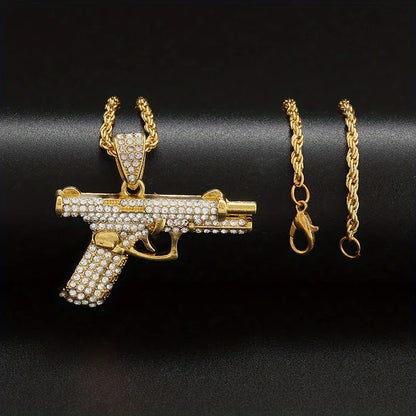 Collier pendentif arme créatif et raffiné, style tendance hip-hop, pour homme et femme. Bijou tendance. - AgorAstrA