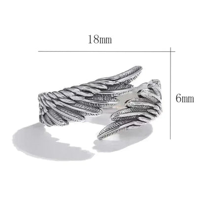 Lot 2 Bagues Vintage Hip-Hop Ailes Ange Chauve-Souris Ajustables Couples - AgorAstrA