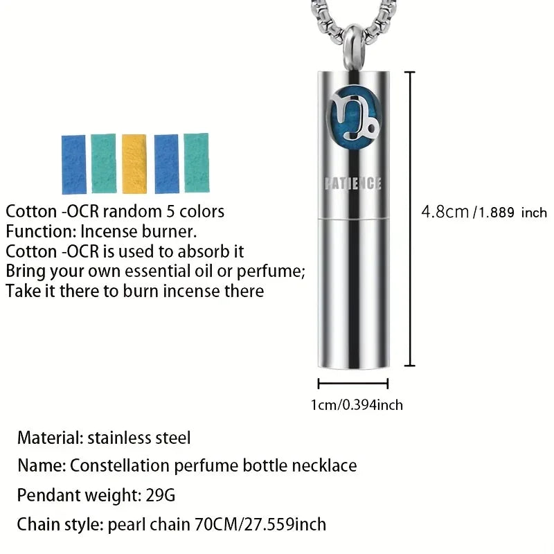 Collier Pendentif Zodiaque Parfum - Acier Inoxydable 304 - Design Fumée Bleue - AgorAstrA