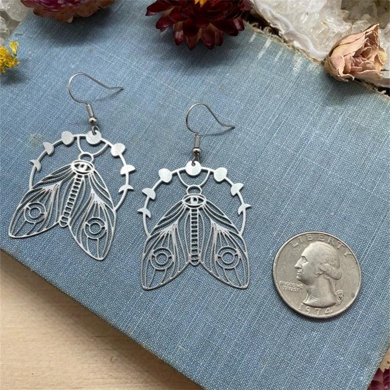 Boucles d'Oreilles Papillon Lune Femme - Bijou Féerique Original - AgorAstrA