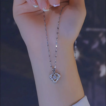 Collier Cœur Iridescent - Alliage Doré, Pendentif Cœur Coloré et Scintillant, Accents de Zirconium Cubique, Chaîne Fine Mode - AgorAstrA