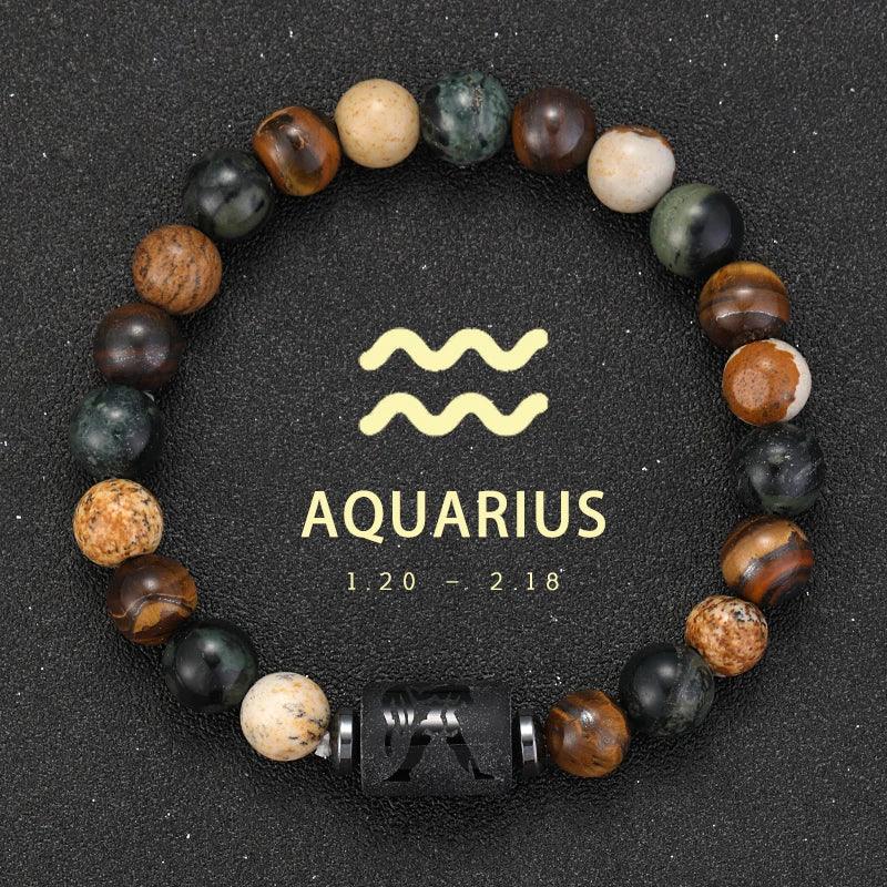 Bracelet Zodiaque Pierre Naturelle - 12 Signes Astrologiques Unisexe - AgorAstrA