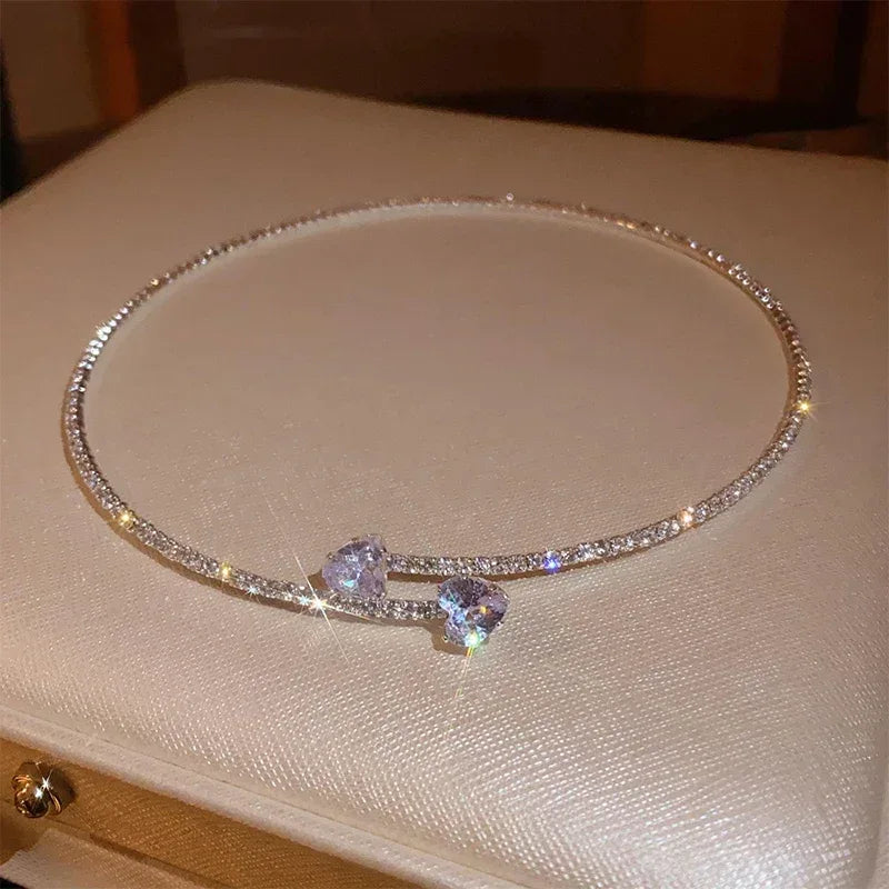 Collier Pendentif Fin Femme - Cœur Zircon Perles Argent Croix Vague - AgorAstrA