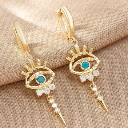Boucles d'Oreilles Pendantes Œil Protecteur - Bijou Porte-Bonheur Femme - AgorAstrA