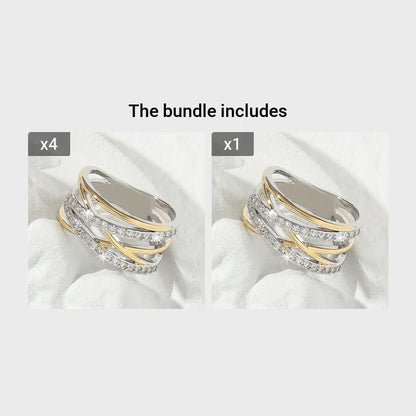 Bague d'éternité de luxe en zircone synthétique, style infini, idéale pour un mariage, des fiançailles ou une fête. Cadeau parfait pour la mariée. - AgorAstrA