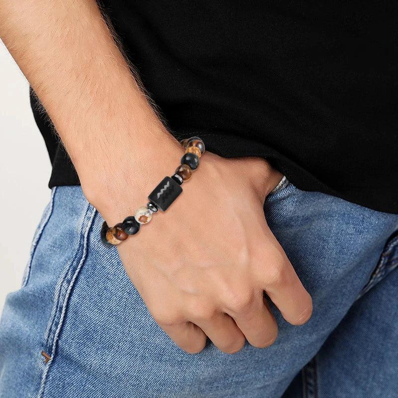 Bracelet Zodiaque Pierre Naturelle - 12 Signes Astrologiques Unisexe - AgorAstrA