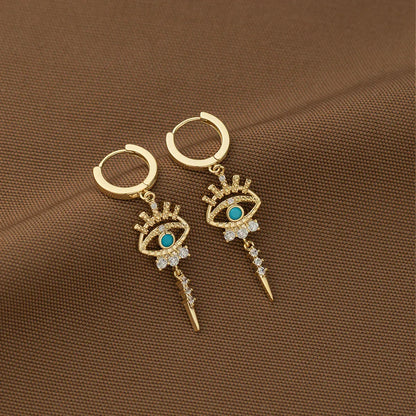 Boucles d'Oreilles Pendantes Œil Protecteur - Bijou Porte-Bonheur Femme - AgorAstrA