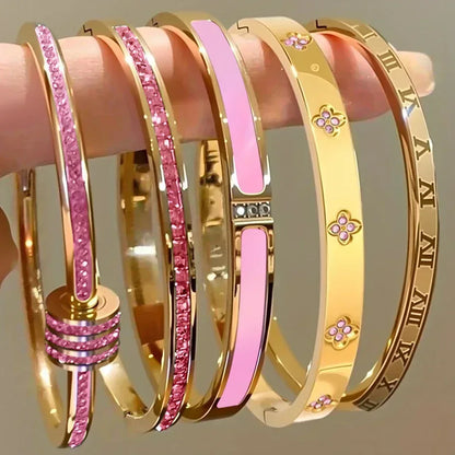 Ensemble 5 Bracelets ZAKOL Acier Inoxydable Zirconiums Empiler Femme - AgorAstrA