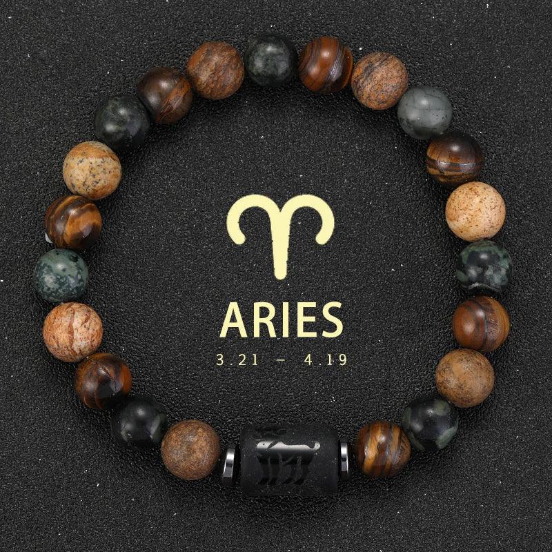 Bracelet Zodiaque Pierre Naturelle - 12 Signes Astrologiques Unisexe - AgorAstrA