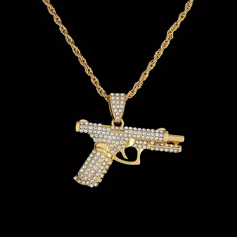 Collier pendentif arme créatif et raffiné, style tendance hip-hop, pour homme et femme. Bijou tendance. - AgorAstrA