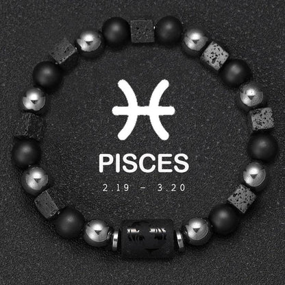 Bracelet Zodiaque Pierre Naturelle - 12 Signes Astrologiques Unisexe - AgorAstrA