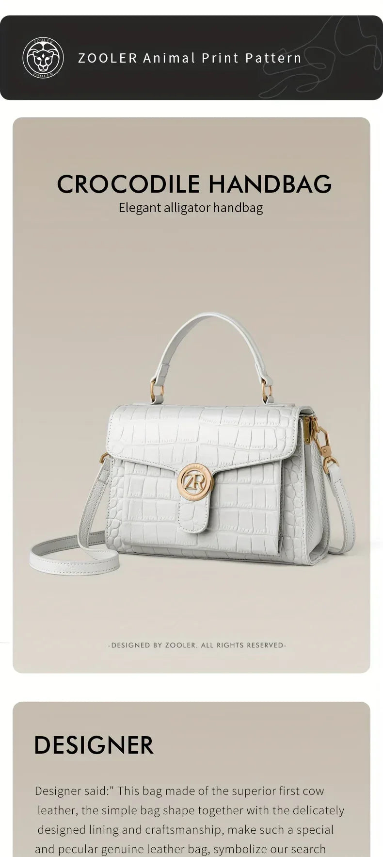 Sac à Main Femme Haut de Gamme Motif Crocodile - Luxe Élégant - AgorAstrA