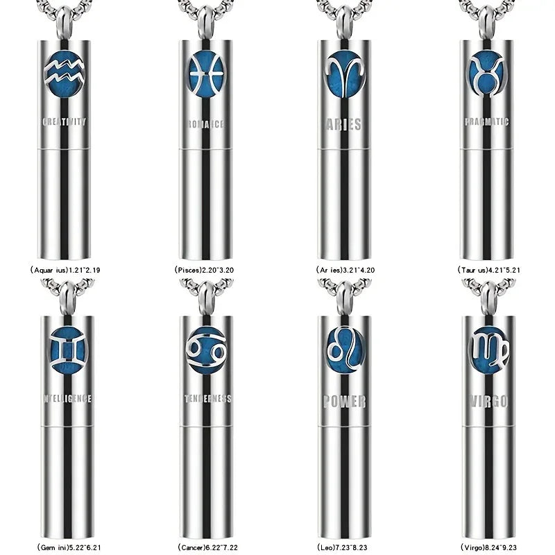 Collier Pendentif Zodiaque Parfum - Acier Inoxydable 304 - Design Fumée Bleue - AgorAstrA
