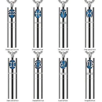 Collier Pendentif Zodiaque Parfum - Acier Inoxydable 304 - Design Fumée Bleue - AgorAstrA