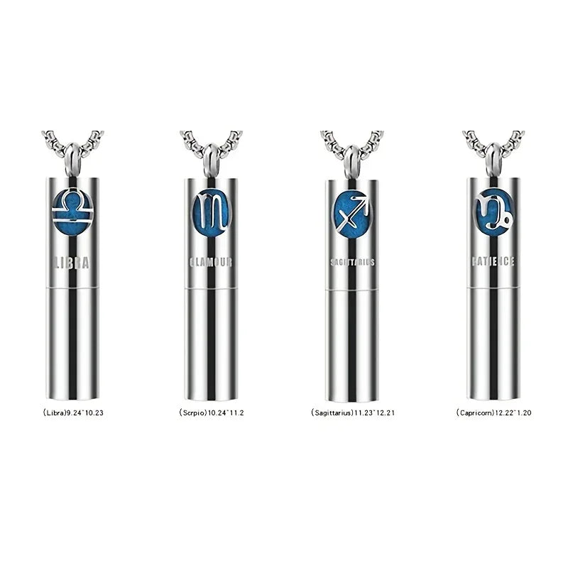 Collier Pendentif Zodiaque Parfum - Acier Inoxydable 304 - Design Fumée Bleue - AgorAstrA