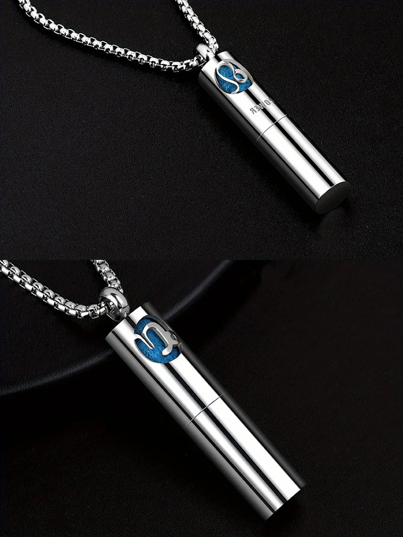 Collier Pendentif Zodiaque Parfum - Acier Inoxydable 304 - Design Fumée Bleue - AgorAstrA