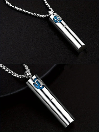 Collier Pendentif Zodiaque Parfum - Acier Inoxydable 304 - Design Fumée Bleue - AgorAstrA