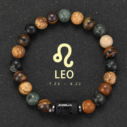 Bracelet Zodiaque Pierre Naturelle - 12 Signes Astrologiques Unisexe - AgorAstrA