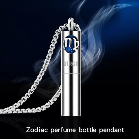 Collier Pendentif Zodiaque Parfum - Acier Inoxydable 304 - Design Fumée Bleue - AgorAstrA