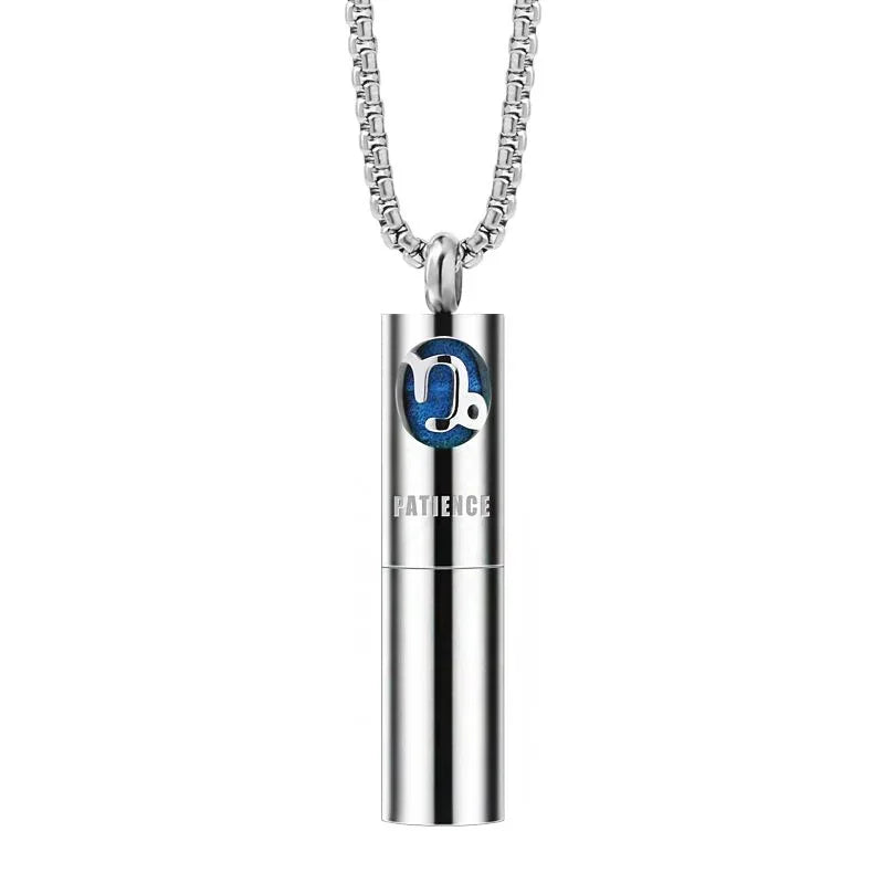 Collier Pendentif Zodiaque Parfum - Acier Inoxydable 304 - Design Fumée Bleue - AgorAstrA