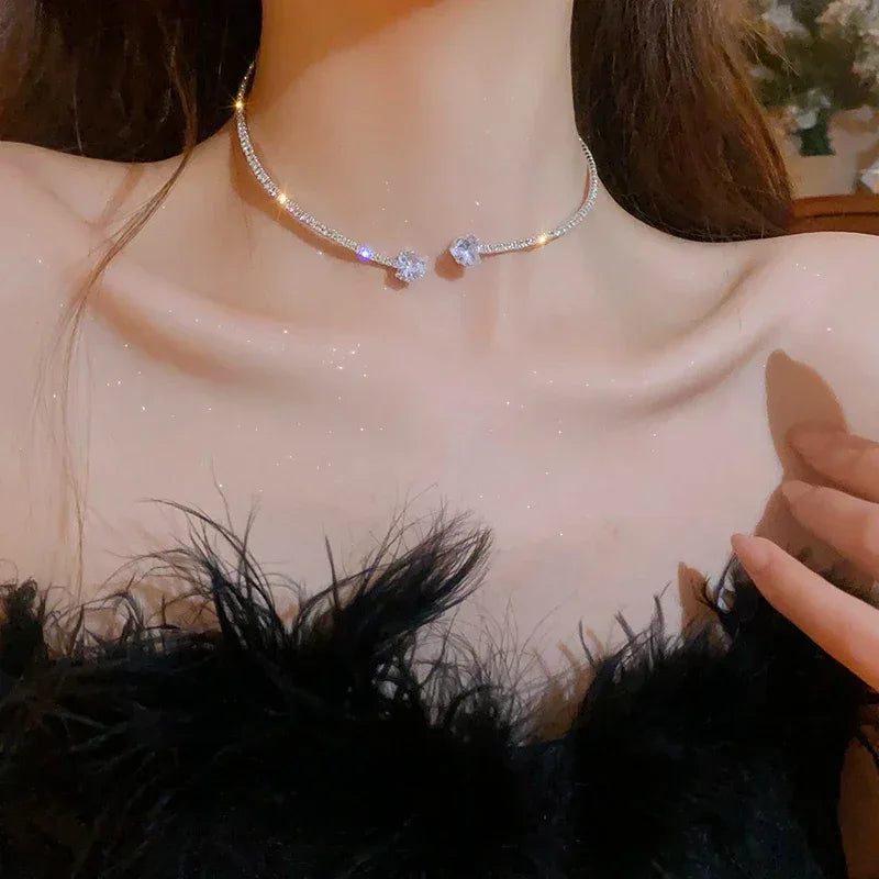 Collier Pendentif Fin Femme - Cœur Zircon Perles Argent Croix Vague - AgorAstrA