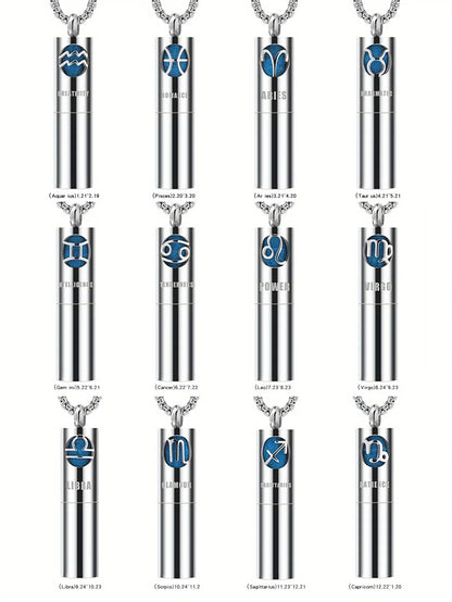 Collier Pendentif Zodiaque Parfum - Acier Inoxydable 304 - Design Fumée Bleue - AgorAstrA