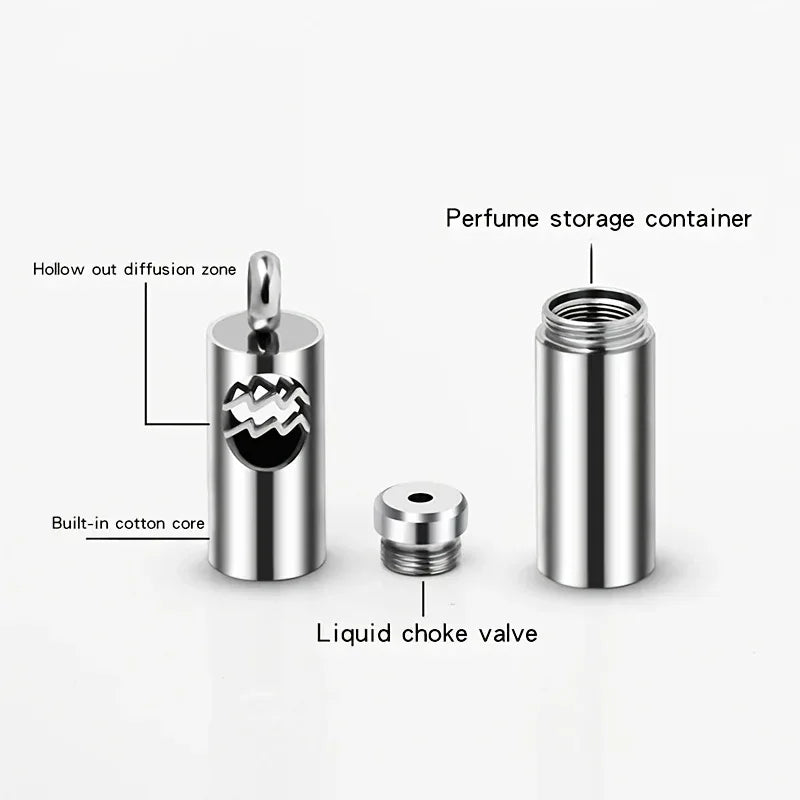 Collier Pendentif Zodiaque Parfum - Acier Inoxydable 304 - Design Fumée Bleue - AgorAstrA