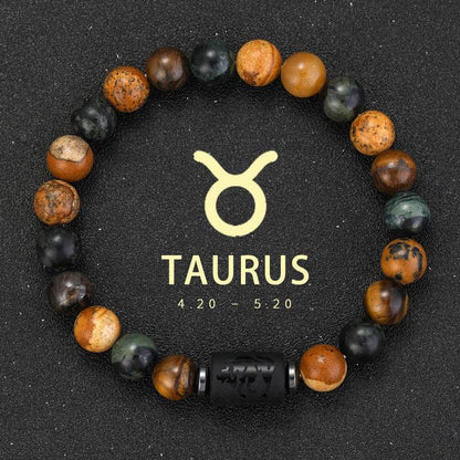 Bracelet Zodiaque Pierre Naturelle - 12 Signes Astrologiques Unisexe - AgorAstrA