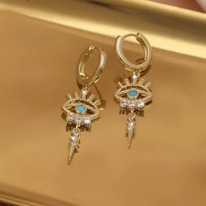 Boucles d'Oreilles Pendantes Œil Protecteur - Bijou Porte-Bonheur Femme - AgorAstrA