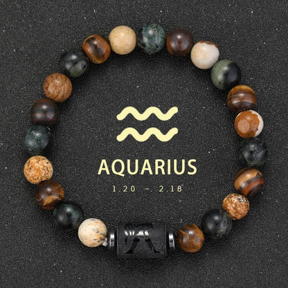 Bracelet Zodiaque Pierre Naturelle - 12 Signes Astrologiques Unisexe - AgorAstrA