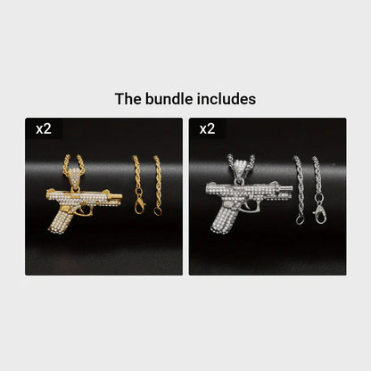 Collier pendentif arme créatif et raffiné, style tendance hip-hop, pour homme et femme. Bijou tendance. - AgorAstrA