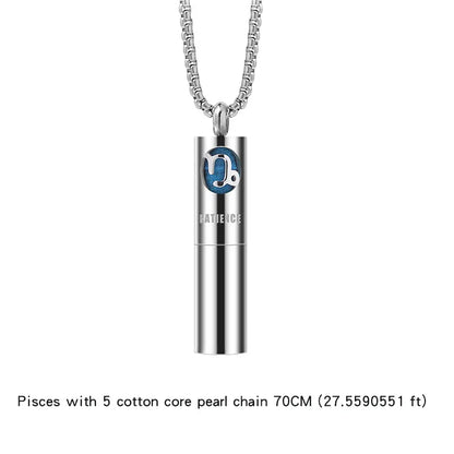 Collier Pendentif Zodiaque Parfum - Acier Inoxydable 304 - Design Fumée Bleue - AgorAstrA