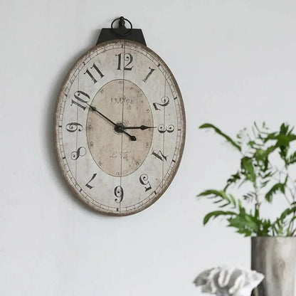 Horloge Murale HMS 18" Bois Ivoire Paon - Déco Élégante - AgorAstrA