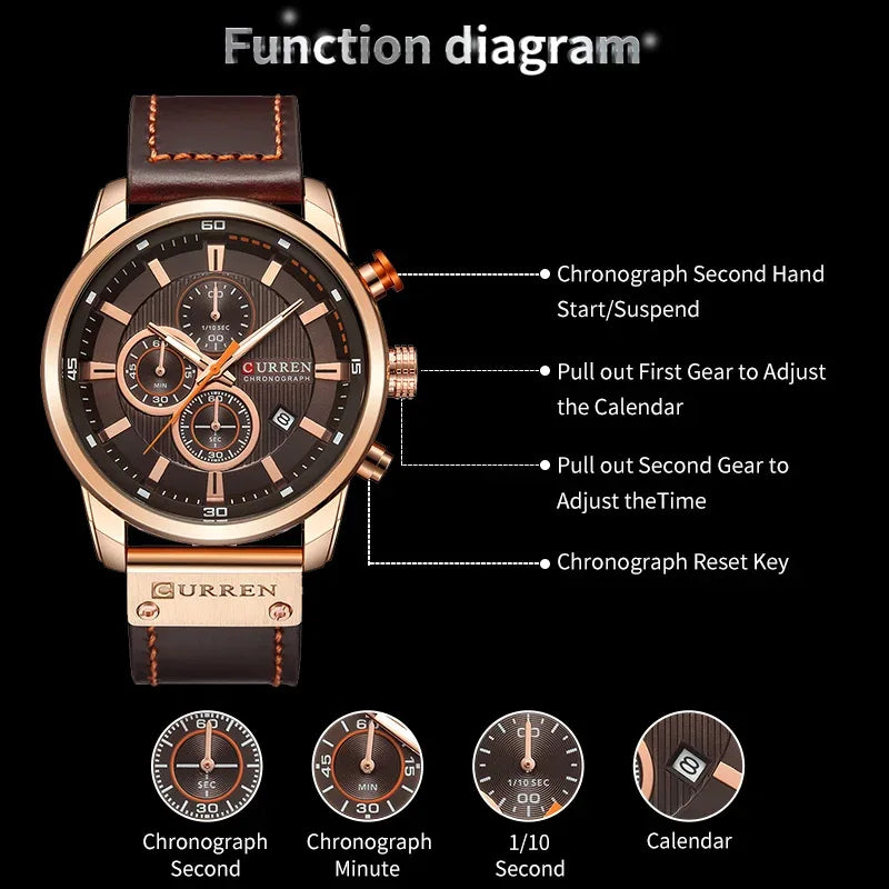 Montre Homme CURREN Fashion Date Quartz - Chronographe Luxe Sport - AgorAstrA
