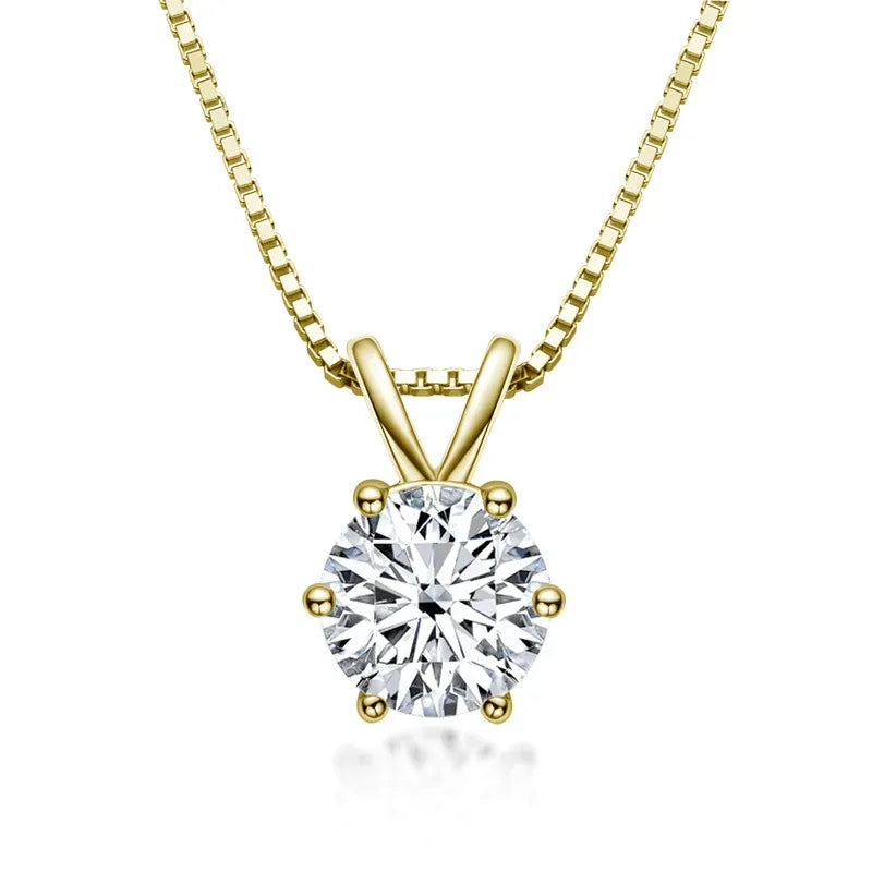 Collier R.GEM. Classic en argent S925 rhodié, serti de diamants moissanite 6,5 mm 1 ct, 6 griffes, vente en gros avec certificat gratuit - AgorAstrA