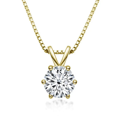 Collier R.GEM. Classic en argent S925 rhodié, serti de diamants moissanite 6,5 mm 1 ct, 6 griffes, vente en gros avec certificat gratuit - AgorAstrA