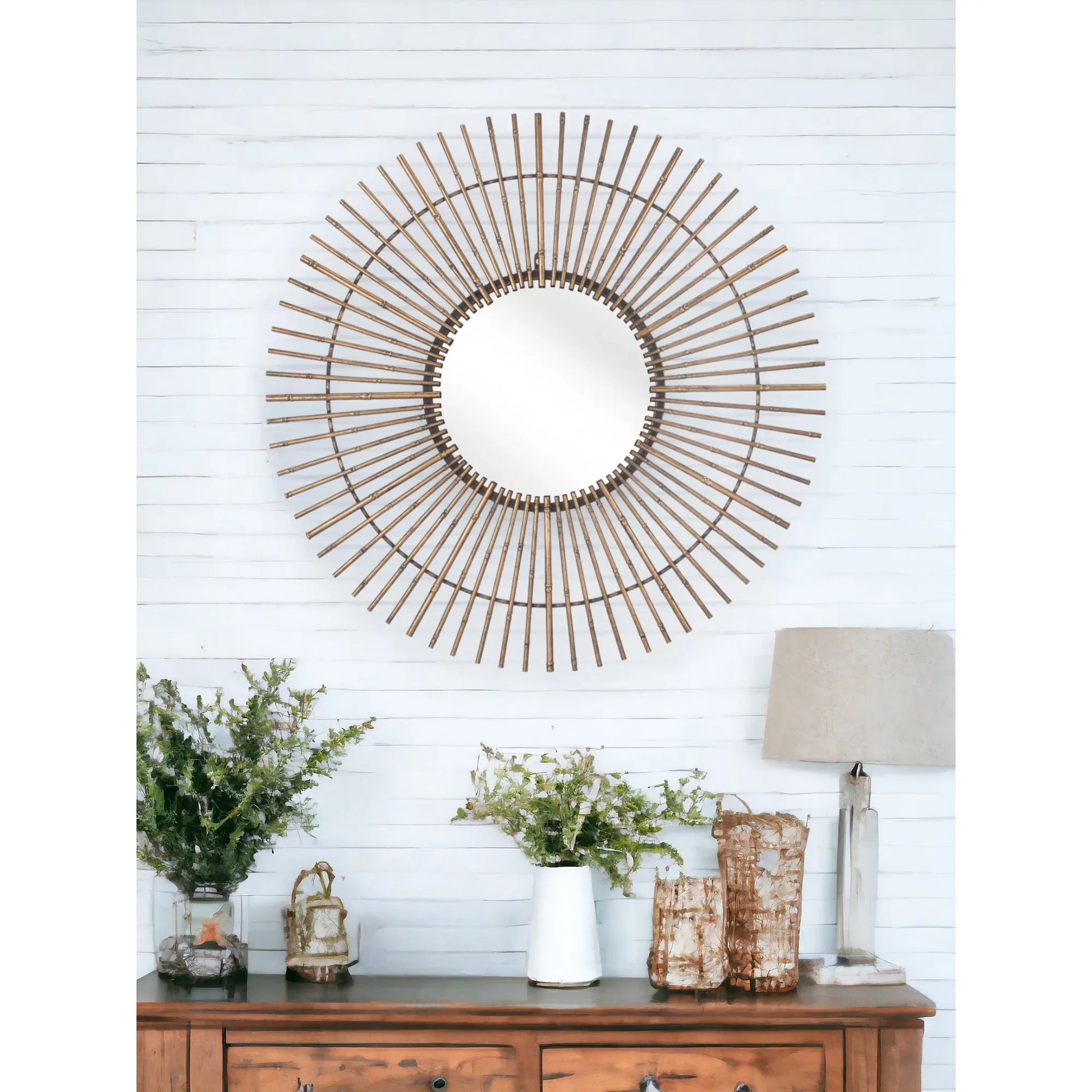 Miroir tribal antique HMS Gold, design Art déco, en laiton, différentes tailles, pour chambre/salle de bain, épaisseur 1-5 mm - AgorAstrA