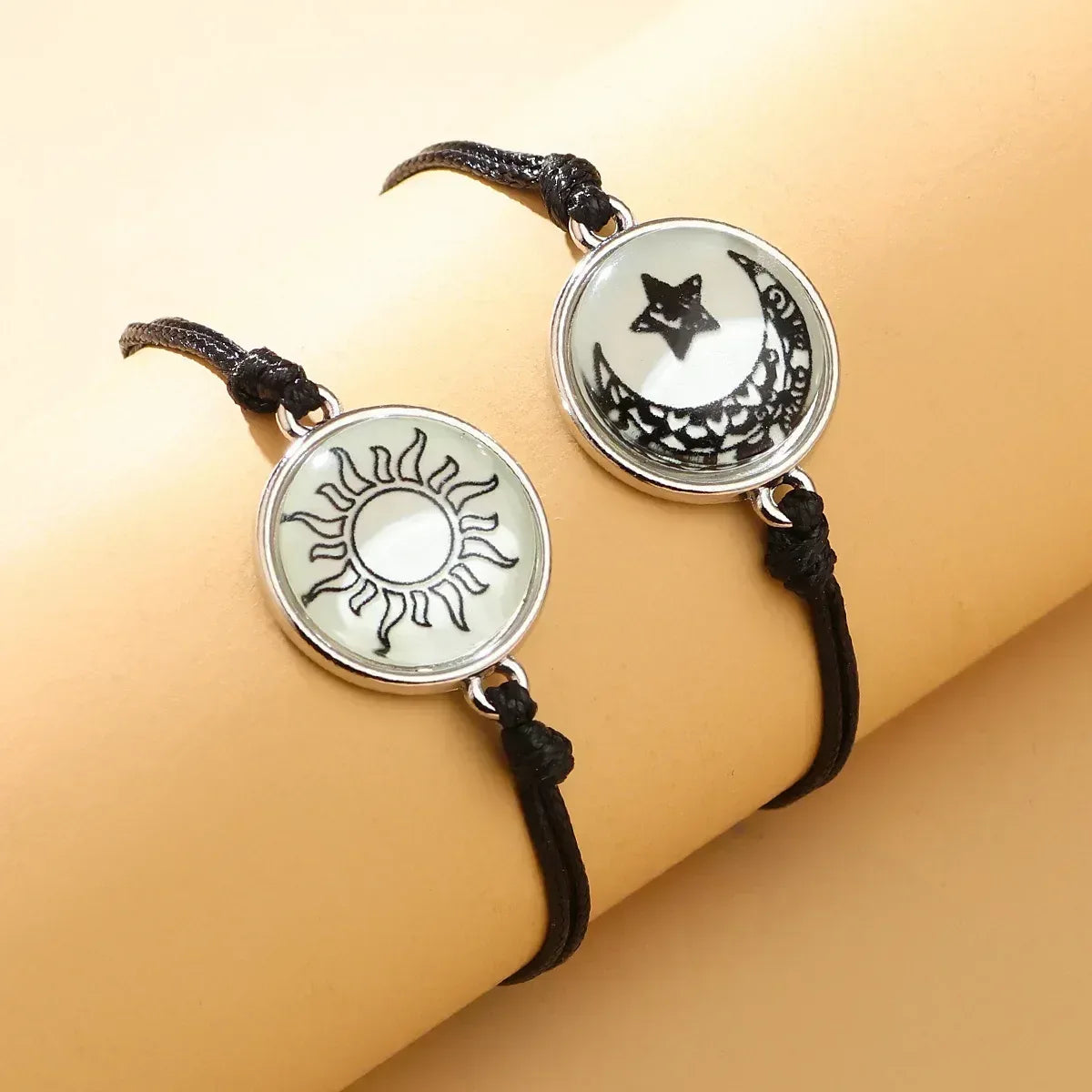 Bracelet Unisexe Breloques Papillon Soleil Lune Pierres Lumineuses Kevlar - AgorAstrA