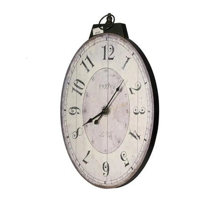 Horloge Murale HMS 18" Bois Ivoire Paon - Déco Élégante - AgorAstrA