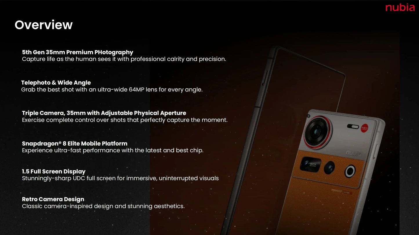 Nubia Z70S Ultra 5G - Octa Core - Batterie 6600mAh - Écran 144Hz - AgorAstrA