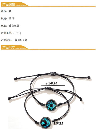 Bracelet Unisexe Breloques Papillon Soleil Lune Pierres Lumineuses Kevlar - AgorAstrA