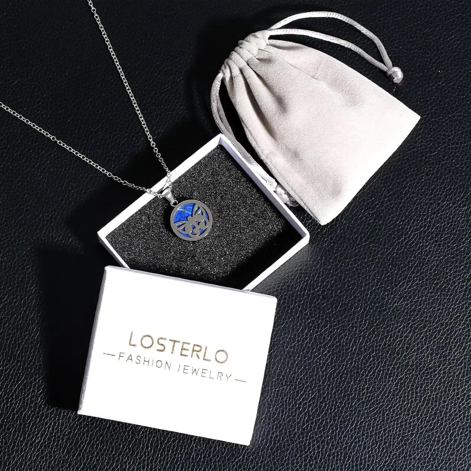 Collier Papillon TG - Pendentif Lapis Lazuli - Acier Inoxydable 45cm - Artisanal Premium - AgorAstrA