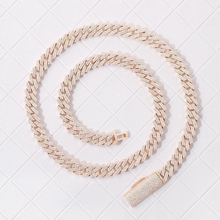 Yu Ying Gems - Colliers à maillons cubains en argent massif 925 sertis de diamants et de moissanites, disponibles en largeurs de 8 mm, 10 mm et 12 mm, pour bijoux hip-hop - AgorAstrA